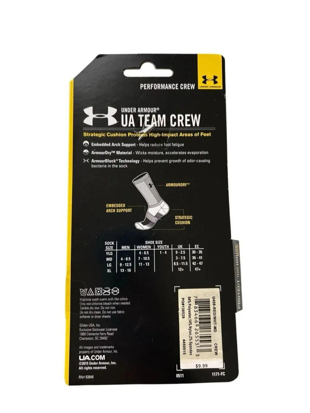 NWT Under Armour Team Crew red cushioning socks - 3 pair - M